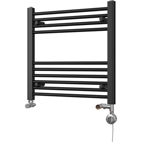 Zennor - Black Dual Fuel Towel Rail H600mm x W600mm Thermostatic - Straight (1/3)
