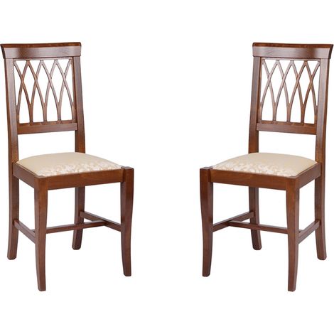 Sedie per cucina in legno Noce seduta imbottita 2 pezzi - TRECCIA (1/5)