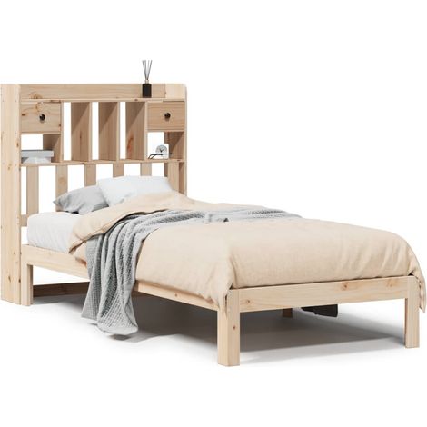 Maison Exclusive - Massivholzbett mit Regal ohne Matratze 90x200