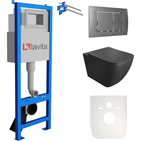 LAVITA WC Set mit Vorwandelement, Wand-WC und Spülknopf (1/5)