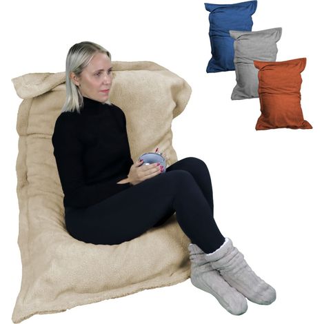 Pouf, fauteuil d'intérieur déhoussable - 90 x 140 cm - Sherpa - Beige - Vivezen (1/5)