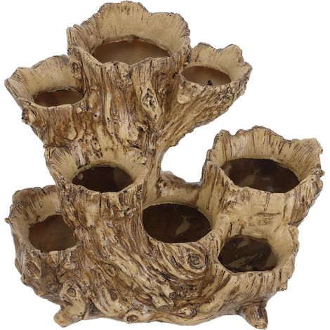 Pot de Fleur Jardin en Résine Légère Style Racine d'arbre Rustique Huit Trous pour Cactus et Succulentes Décor Salon ou Jardin (1/5)