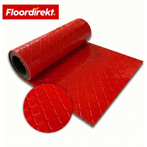 PVC-Bodenbelag Check Quadra Quadrat-Optik Rot 110  Breitex 100 cm