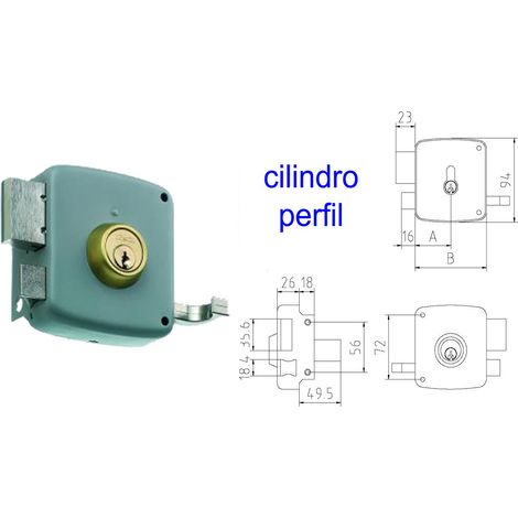 Serratura sovrapposizione MCM 2525P-100-DCHA con cilindro profilo verniciato