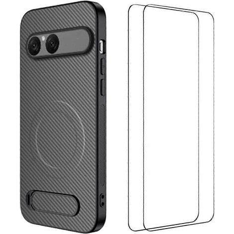 Étui magnétique WANLONFENG série QT1 pour Sony Xperia 10 VII avec béquille intégrée, texture fibre de carbone, en polycarbonate et TPU. (1/5)