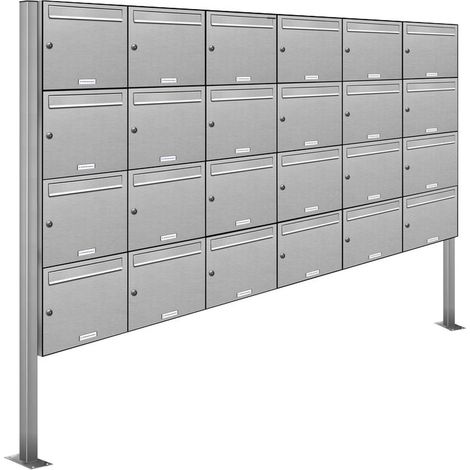 24er Edelstahl Standbriefkasten Anlage Freistehend (1/5)
