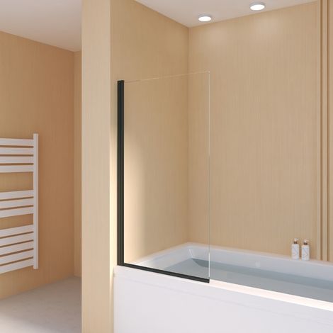 Essebagno Pare-Baignoire pivotant verre anticalcaire et aluminium 80 x 140 Noir