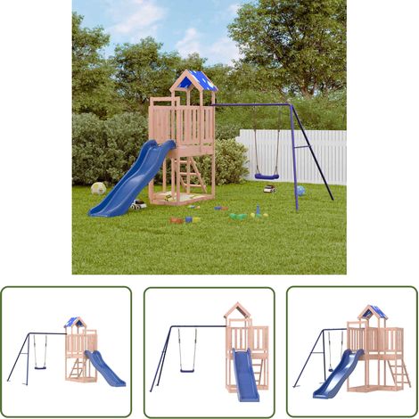 The Living Store Spielturm Massivholz Douglasie - Holzspielturm - Kinderspielgeräte - Spielturm Mit Rutsche - Freiluftsspielplatz - Gartenmöbel