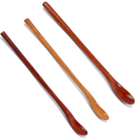Lot de 3 cuillères à café en bois, cuillères à long manche, cuillères à mélanger en bois naturel, compatibles avec ZBO (1/5)