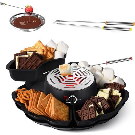 Appareil Électrique 2-en-1 pour Fondue au Chocolat et S'mores avec Température Réglable et Accessoires (1/5)