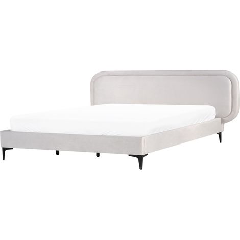 Bett mit Lattenrost Samtstoff SUZETTE 180 x 200 cm Hellgrau