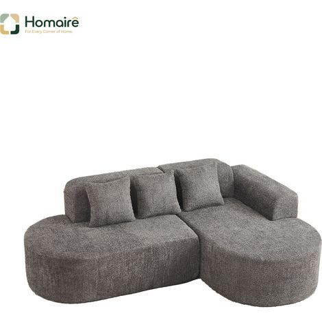 Ecksofa aus grauem Samt 200 x 200 cm HOMAIRE (1/5)