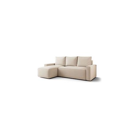Canapé d’angle tissu convertible avec coffre intégré NORE angle gauche-Beige-angle gauche (1/5)