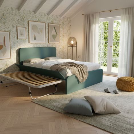 Letto matrimoniale 160x200 con rete estraibile e sollevabile - Verde Petrolio (1/5)