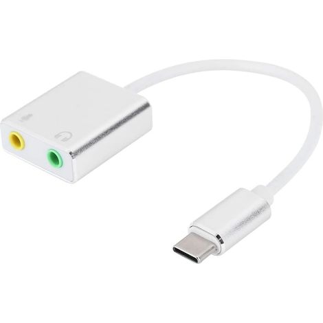 Adaptateur Audio USB C Carte Son Stéréo Externe avec Prise Casque et Microphone 3,5 Mm pour Mac, Linux, PC, Ordinateur Portable, Bureau