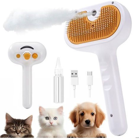 Dampfbürste für Hunde und Katzen gegen Haarausfall, Sprühbürste für die Fellpflege von Haustieren (1/5)