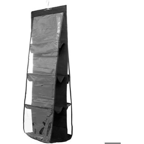 HOXILEELEOPochette transparente à suspendre au mur, sac de rangement transparent pour articles divers en cuir avec cintre (couleur : 8 poches (1/3)