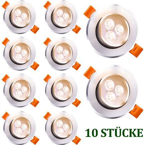 Randaco LED Einbauleuchte 3W schwenkbar Deckenstrahler 85mm für Küche Bad Wohnzimmer Warmweiß 3200K 10 Stück (1/5)