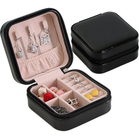 Mini étui à bijoux de voyage, boîte de rangement pour bijoux de voyage, petit coffret de rangement portable pour bijoux (1/5)