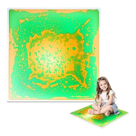 Liquid Sensory Mat 50 x 50 cm, Green/Yellow with Frosted Surface Sensory Toy for Autism Kindergarten (1, Green-Yellow) (1/5)