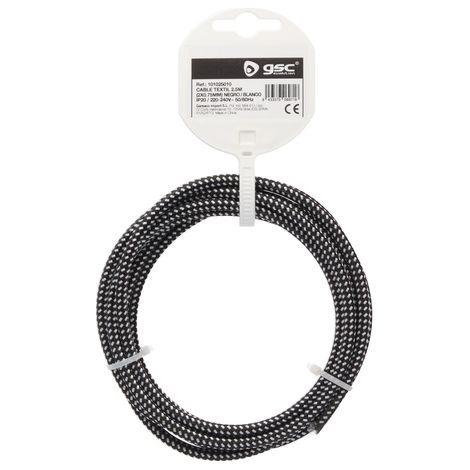 Cable textil 2,5M (2x0.75mm) Negro/Blanco