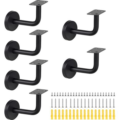 Support main courante Acier inoxydable supports de rampe main Supports de main courante d'escalier Support mural de rampe en bois pour rampes d'escalier intérieures et extérieures (Plat-6Pcs) (1/5)