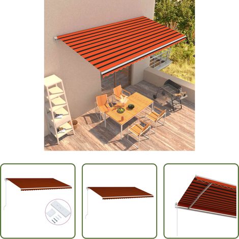 Markise mit Fernbedienung - Automatisch Einziehbare Markise 600×300 cm Orange und Braun (1/5)