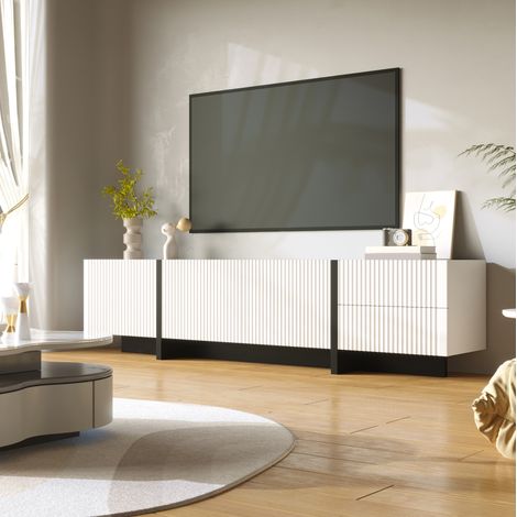 Mobile TV con 2 cassetti e 3 ante 190 cm bianco nero OKMYHOME (1/5)