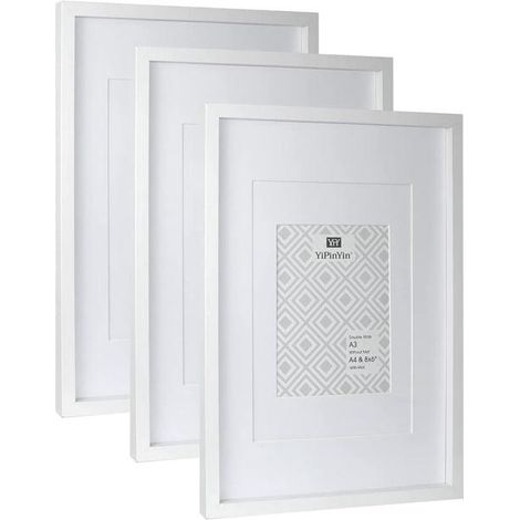 Ensemble de cadres pour affiches en montage mural 15 x 21 3 pièces Bois Blanc (1/5)