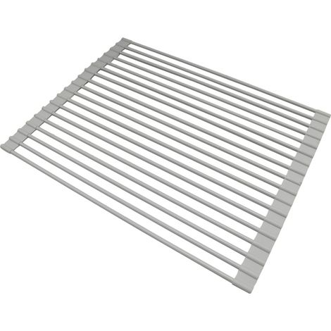 Escurridor de platos enrollable fabricado en acero recubierto de silicona, para colocar sobre el fregadero. (1/5)