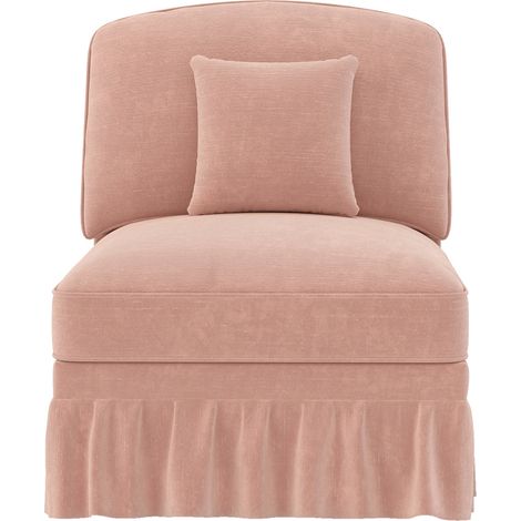 Sillón Windsor sin reposabrazos en chenilla rosa con 1 cojín (1/5)