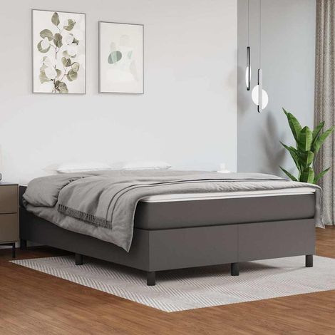 vidaXL Estructura de cama con somier cuero sintético gris 140x190 cm (1/5)