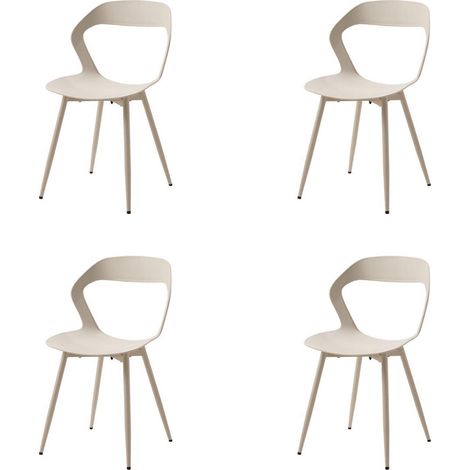 Esszimmerstuhl 4er-Set, skandinavischer Küchenstuhl mit Metallbeinen, ergonomisch, beige (1/5)
