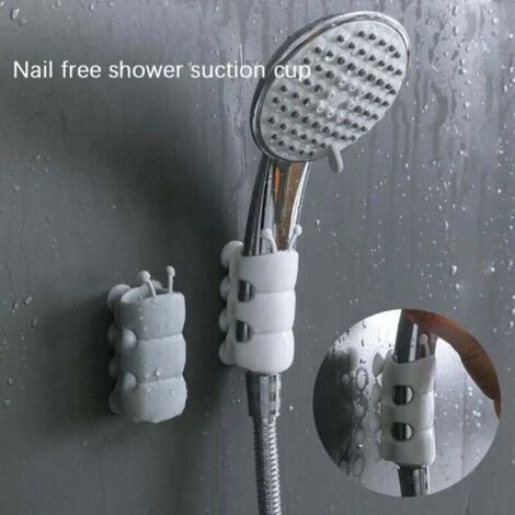 2pcs Supports de ventouse support de pommeau de douche amovible en Silicone support mural pommeau de douche étagère de rangement support accessoires de salle de bain