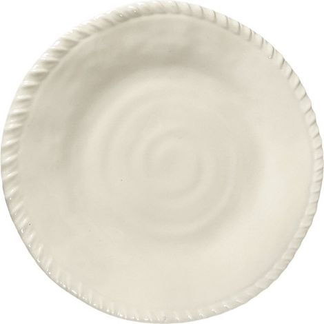 Assiette à dessert ronde en mélamine crème avec bordure effet corde 23 x 23 x 2 cm - PANGIVO (1/5)