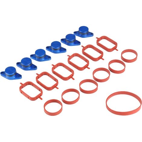 Kit complet de 6 bouchons (diamètre 33 mm) et joints, pour la suppression des volets d'admission et des volets de turbulence. Compatible avec BMW E90, E70, E60, moteur M57, bleu. (1/3)