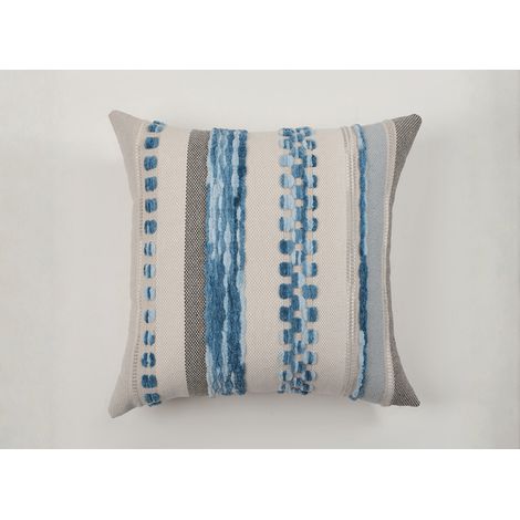 Coussin texturé bleu et blanc écru 45x45 cm NEXUS (1/2)