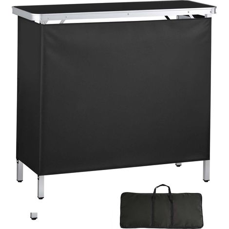 Mophorn Mesa de bar portátil 980 x 385 x 870 mm, estación plegable con falda desmontable, estantes de almacenamiento y bolsa de transporte, ideal para eventos, ferias, fiestas y jardín (1/5)