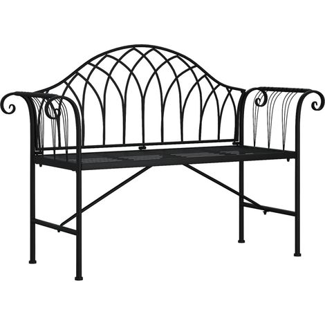 Banco de jardín Muebles de exterior para terraza terraza 2 plazas 128 x 44,5 x 88 cm acero negro 020011282 (1/5)