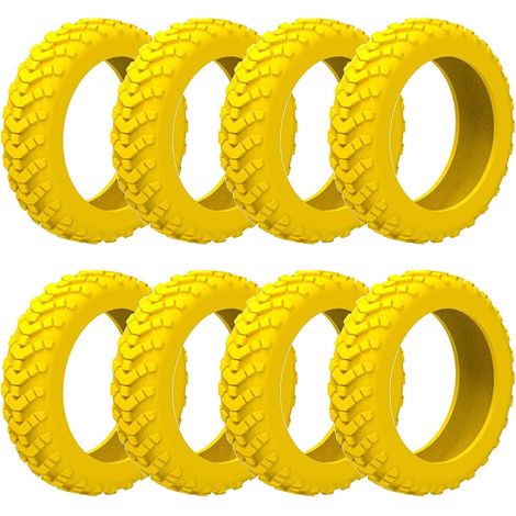 Lot de 8 housses de protection de roue en silicone pour bagages(Jaune) Antidérapantes et imperméables Pour chaises de bureau et la plupart (1/5)