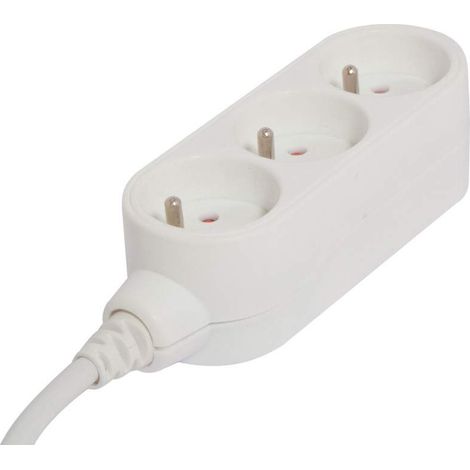 Bloc Multiprise 3 Prises Design sans parafoudre, Bloc 3 Prises - 0,5m -Blanc 48838 (1/3)