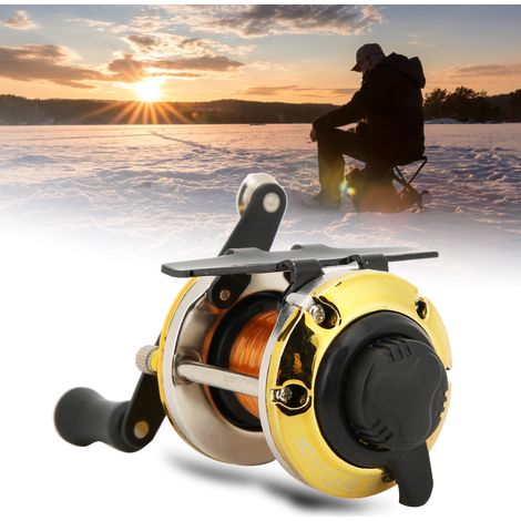 Moulinet de pêche sur glace compact avec bobine légère et fil doré