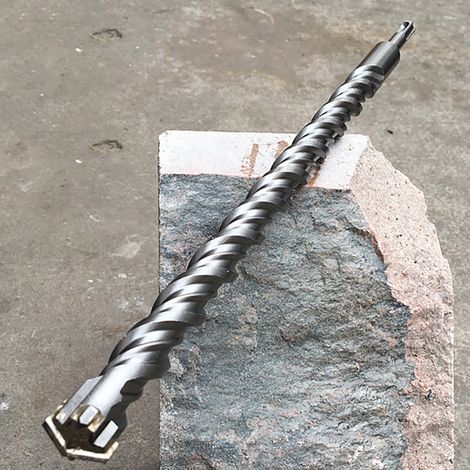 Perceuse à percussion Foret 14 x 350 mm, 4 couteaux, queue ronde, type croix, pour clinker, béton, brique, pierre naturelle et artificielle
