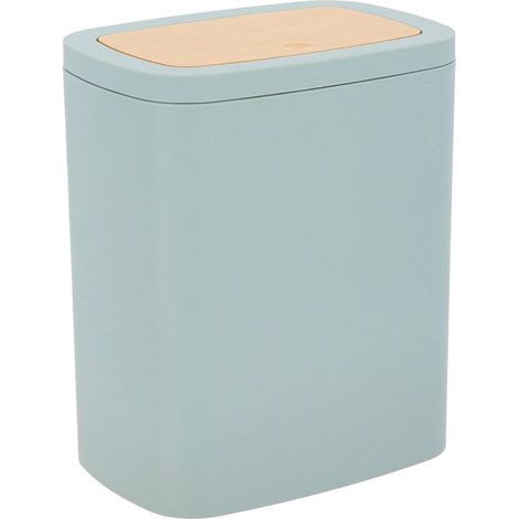 Bidone per rifiuti in gomma abs + pvc bambù 5l - verde eucalipto - Tendance (1/4)