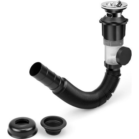 Vidange Résistante aux Odeurs, Siphon, Tuyau de Vidange Extensible Ø 30 mm/32 mm, Vidange Visible Noire Pour Vidange de Cuisine de Salle de Bain (1/5)