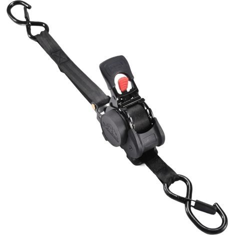 Sangle à cliquet rétractable avec boucle souple, sangle à cliquet auto-rétractable pour camion/remorque chargement, Noir (1/5)