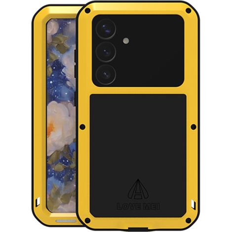 Coque Love Mei pour Samsung Galaxy S25+ Plus, renforcée avec du verre, jaune (1/2)