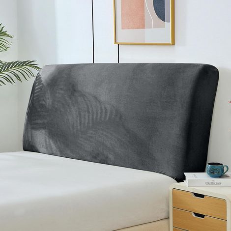 Housse De Tete De Lit, Extensible Housse Tête De Lit De Protection Anti poussière, Couverture De Tête De Lit pour Chambre De Chevet Protecteurs Décoratifs, Gris Profond 120 140CM (1/5)
