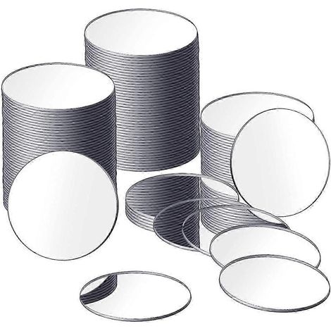 25 pièces de mini miroirs ronds adhésifs en acrylique pour loisirs créatifs (3 pouces de diamètre) (1/5)