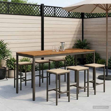 vidaXL Mesa de Bar para Jardín NAARDEN Natural y Café (1/5)